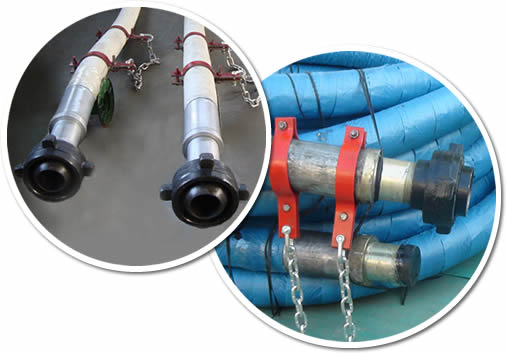 Two rolls of rotary drilling hose in blue cover and two pieces detail.